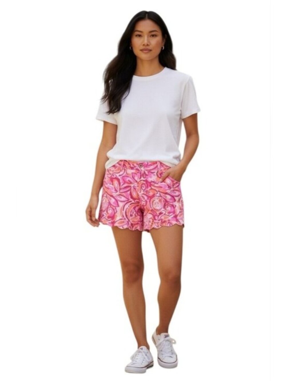 Lilly Pulitzer Buttercup Scalloped Pink Shorts Size 0